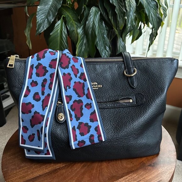 New Silk Skinny Scarf Twilly Leopard Print Blue🧣 - Picture 1 of 4